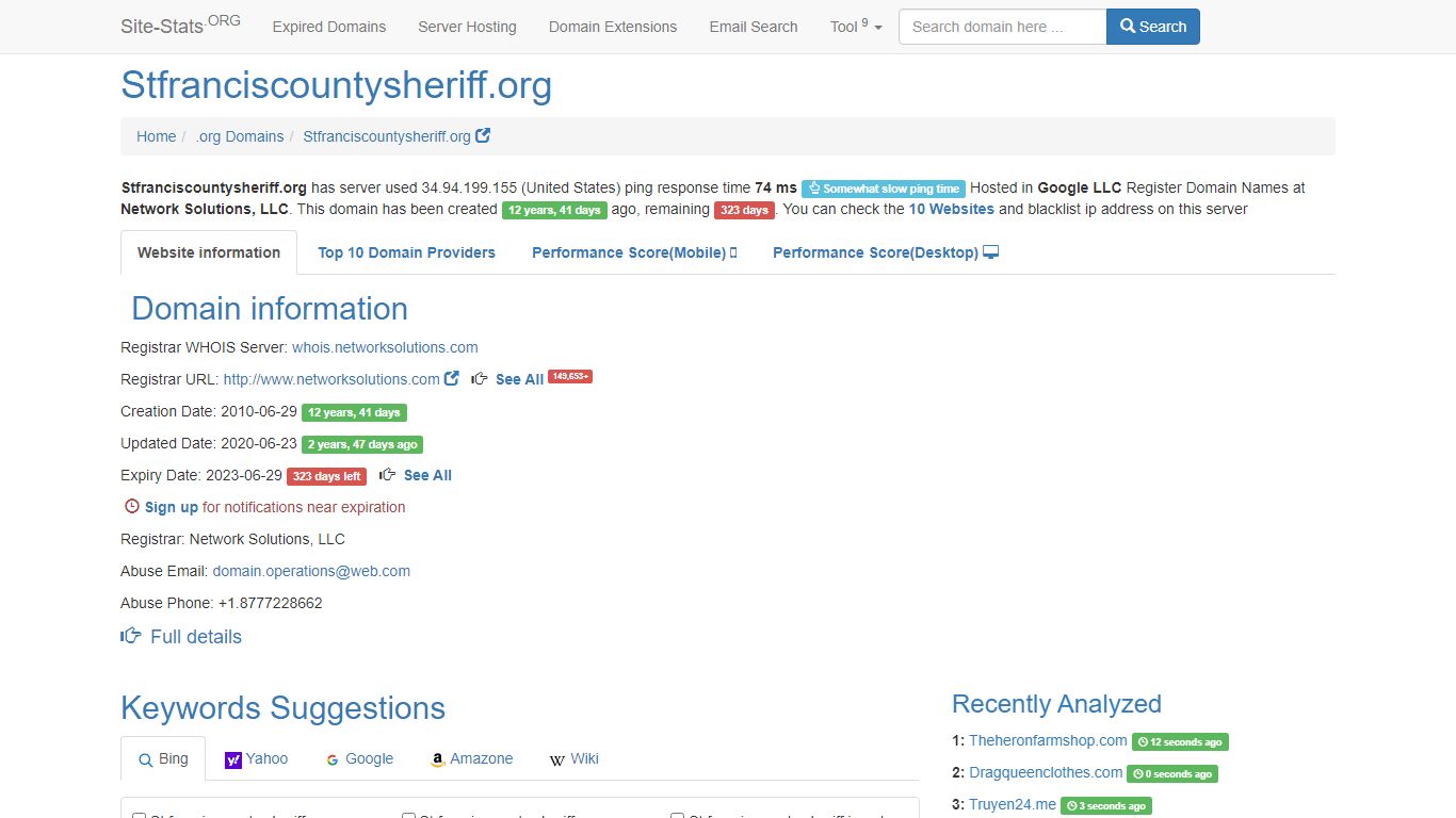 Stfranciscountysheriff.org - Site Stats